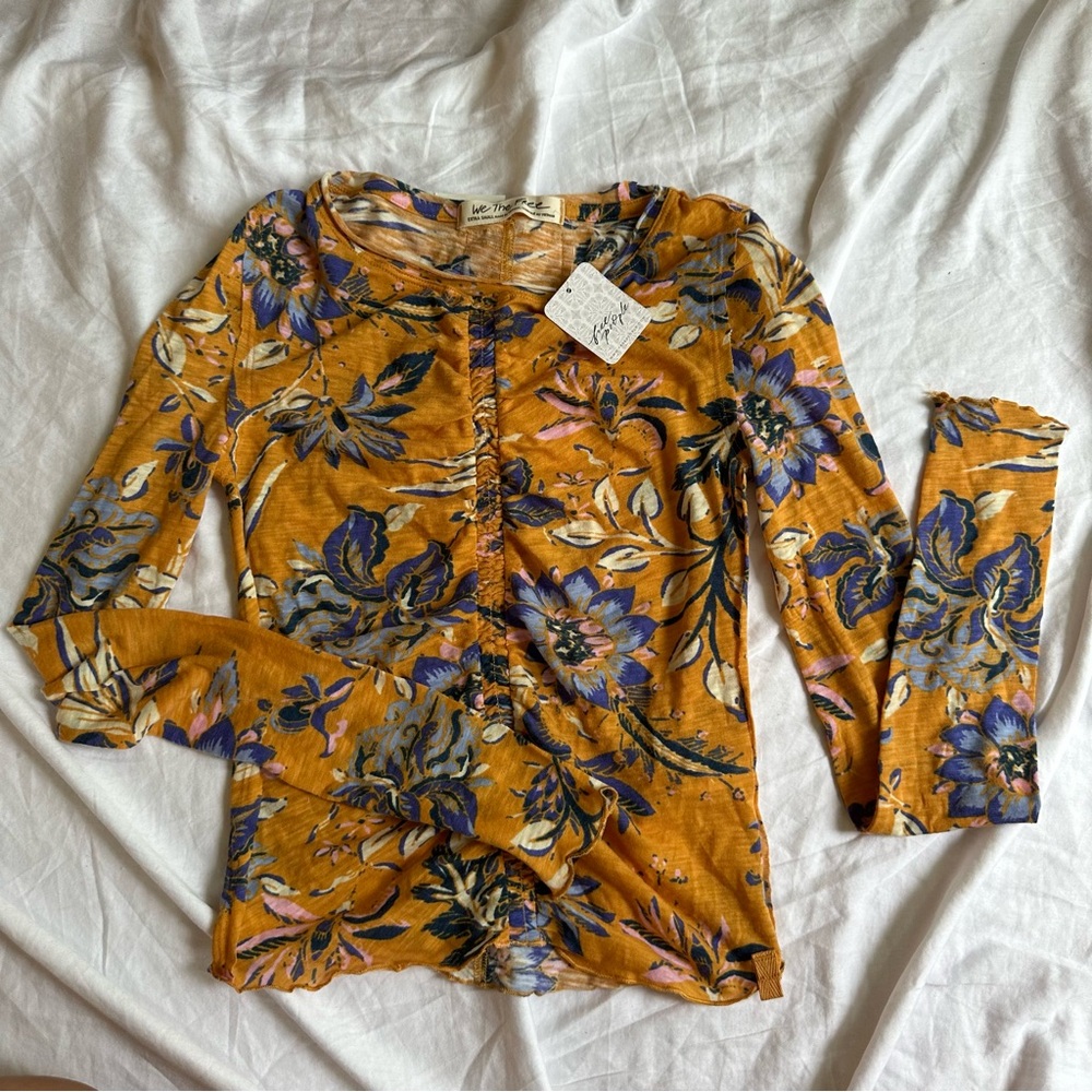We The Free Fitted Long Sleeve Blouse in Yellow and Orange